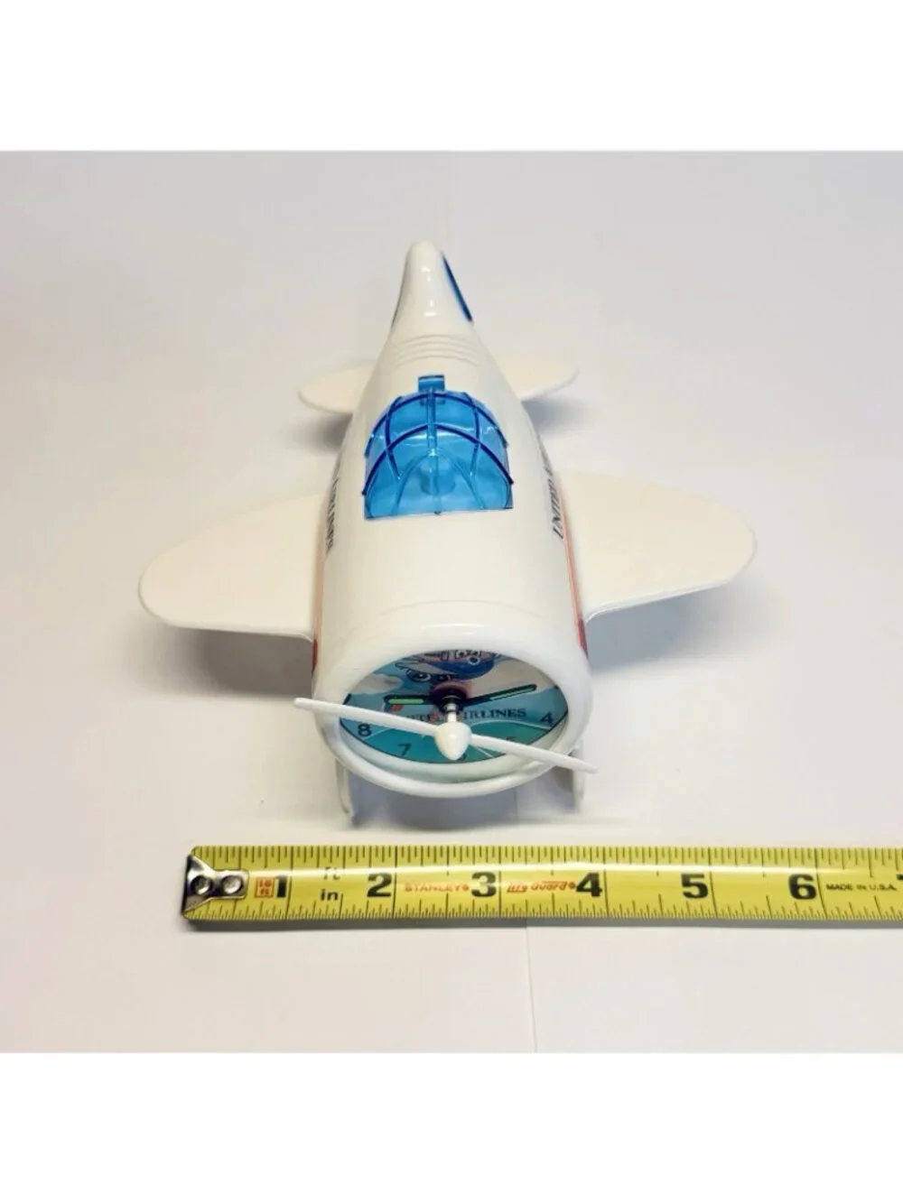 United Airlines VTG  Airplane Desk Alarm Clock Works Propeller Moves